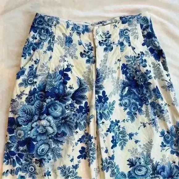 Maeve Printed Pleated Wide-Leg Pants Size 0P - Picture 2 of 7